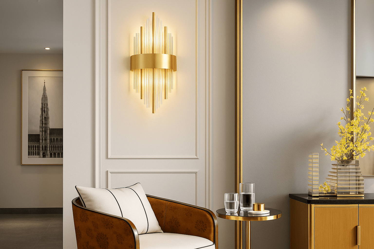Thierlux™ Gold Crystal Rod Wall Lamp